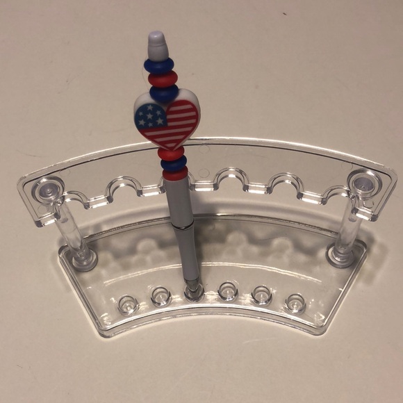 🟢 American Flag Heart Blue Red Beaded Focal Pen - Picture 6 of 10